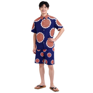 Ensemble chemise hawaïenne pour homme One Piece, bleu marine, imprimé tournesol, manches courtes, tenue cosplay, style anime, vêtements pour adultes - Product Image 1