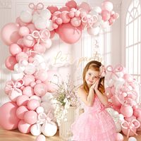 Kit de guirlande de ballons en latex rose et blanc avec ballons nœud papillon pour l'anniversaire des filles, la fête prénatale, la décoration d'arche et de fond de scène