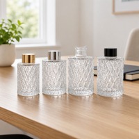 Bouteille en verre de luxe pour diffuseur de parfum d'ambiance, flacon vide transparent carré pour diffuseur à bâtonnets, avec bouchon, vente en gros