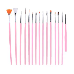 15 Buah/Set Set Kuas Lukis Kuku 3D, Set Kuas Lukis Pena Titik untuk Ujung Kuku