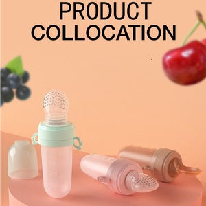 Bouteille d'alimentation pour bébé en silicone non toxique à presser Sucette pour fruits Nouveau-né Bébé nourrisson Ensemble de biberons Jouet de dentition en silicone - Product Image 4
