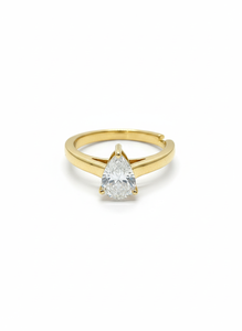 Bague de fiançailles solitaire en diamant de laboratoire taille poire en argent 925 / or jaune 10K 14K 18K à vendre - Product Image 4