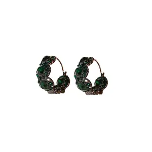 Diamond-set irregular geometric ear buckle Hong Kong style retro light luxury fashion earrings