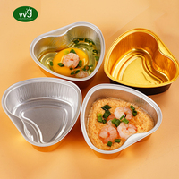 VVG Moule à tarte jetable rond en forme de coeur Mini conteneurs à gâteau Mini tasses à gâteau en papier d'aluminium