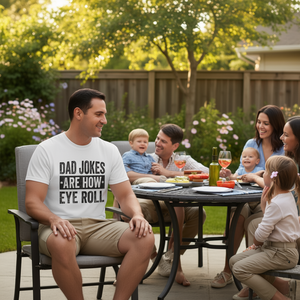 T-shirt « Dad Jokes Are How Eye Roll » pour homme, en coton, col rond, manches courtes, vêtements décontractés, cadeau pour la fête des pères - Product Image 3