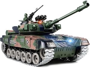 Tanque teledirigido DWI DOWELLIN 1:18 que dispara balines, 2.4G <span class=keywords><strong>RUS</strong></span> T-90, modelo de juguete de tanque de control remoto de aleación metálica, juguete militar con humo - Product Image 1