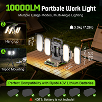 Lampe de travail LED sans fil pour Ryobi, 4 panneaux pliables, portable, 10000 lm, pour réparation automobile, garage, atelier