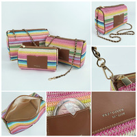Sac à Makeup Eco Coloré Voyage Grand Jacquard Terry Rose Mignon Logo - Grande Capacité Zip