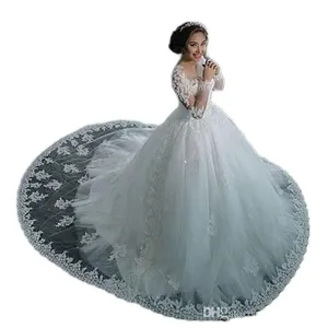 2025 nuovo stile africano pizzo sposa abito da ballo bianco puro classico delle donne abito da sposa con perline e perle shinny - Product Image 1