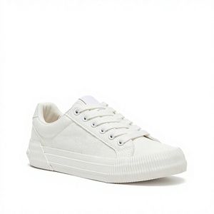 Chaussures décontractées unisexes en toile blanche respirantes à lacets basses pour un usage quotidien - Product Image 4