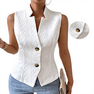 Vêtements pour femmes Ohsisa, printemps-automne 2025, nouveau <span class=keywords><strong>gilet</strong></span> <span class=keywords><strong>sans</strong></span> manches, veste polyvalente, veste décontractée, <span class=keywords><strong>gilet</strong></span> à boutons - Product Image 3