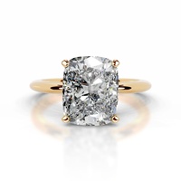 Bague de fiançailles solitaire en or jaune 14 carats avec diamant de laboratoire taille coussin de 4 carats, best-seller