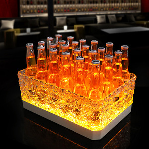 Cubo de hielo cuadrado iluminado con LED, enfriador de cerveza de plástico para bar, fiesta, KTV, tina para bebidas - Product Image 2
