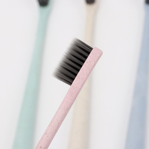 Wheat Straw Toothbrush Soft Bristle Small Head Portable Travel Adult Bamboo Charcoal Antibacterial Family Pack - Product Image 3