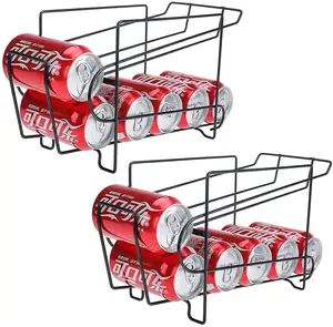 Oniya-Paquete de 2 marcos de alambre, organizador de latas de Soda de 2 niveles para refrigerador, dispensador de bebidas, soporta 10 latas