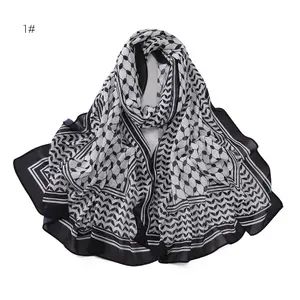 Wholesale Chiffon Hijab Arabic Scarf Ethnic Scarves Shawls Desert Sunscreen Silk Printed Headcarf For Men Women