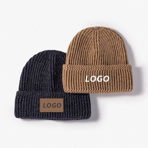 Classic Custom Logo Thickness Warm <b>Winter</b> Hat Outdoor Jacquard Beanie <b>Mens</b> Skull <b>Cap</b> - Product Image 1