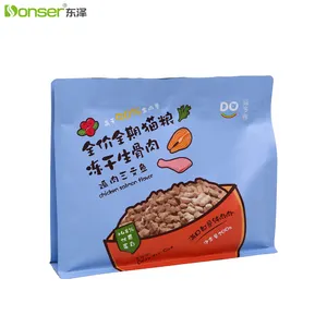 Dog Food Packaging Factory OEM 200 G Custom Printed Square Bottom Pet Travel Food Stand Up Pouch Mylar Bags With Zip Lock