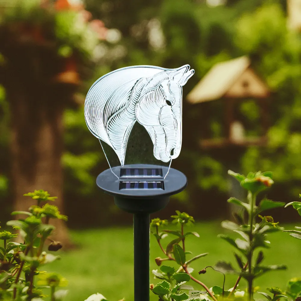 Power Dream Factory Direct Solare horse shape Lamp Panel Pillar Landscape Lighting Lamps Outdoor Garden Lights Solar Powered