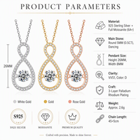Collier en moissanite, pendentif infini en argent sterling 925, pierre couleur D VVS1, 5 mm, 3 couleurs, bijoux