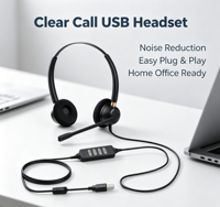 Headset USB Monaural Call Center Grosir, Mikrofon Peredam Kebisingan, Kenyamanan Seharian Penuh, Headphone Kantor Logo OEM CE FCC RoHS