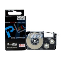 Pita Label PUTY Harga Pabrik PT-18X Kompatibel 18mm Hitam Transparan 8m untuk Printer Label Casio EL-Label Perekat Kuat