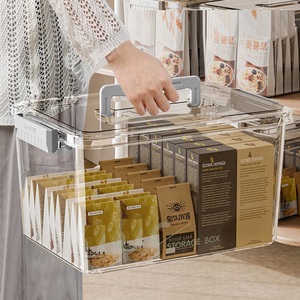 Stackable Large <b>Plastic</b> <b>Containers</b> Clear Storage Bins with <b>Lids</b> and Handle for Snacks - Product Image 3