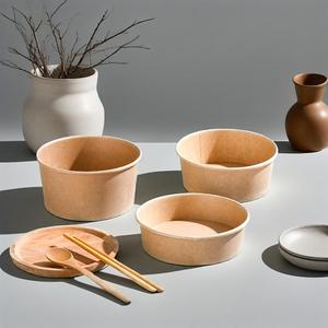 ชามกระดาษคราฟท์แบบใช้แล้วทิ้งชามสลัดโลโก้ออกแบบได้ตามต้องการสำหรับบรรจุภัณฑ์อาหารภาชนะกระดาษสำหรับใส่อาหารกลับบ้าน - Product Image 1