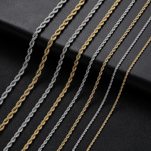 Collana a Catena in Acciaio Inossidabile Placcato Oro 18k, Argento, Oro Rosa e Nero, Stile Hip Hop, Larghezza 2mm 3mm 4mm 5mm 6mm - Product Image 2