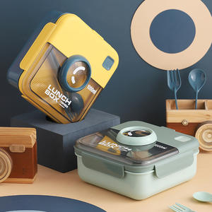 Boîte à bento compartimentée en PP pour repas d'étudiant, compatible micro-ondes, en plastique - Product Image 2