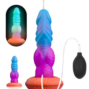 لعبة جنسية سيليكون ناعمة مضيئة على شكل وحش مع رذاذ مائي وقذف، قضيب اصطناعي كبير مع عقدة، لعبة شفط على شكل تنين فضائي للعب الشرجي - Product Image 1