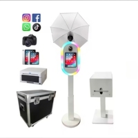 Photomaton instantané avec miroir en bois, NFC/Wi-Fi/Bluetooth/USB/HDMI, télécommande pour smartphones, iPad, appareils photo - Service en libre-service