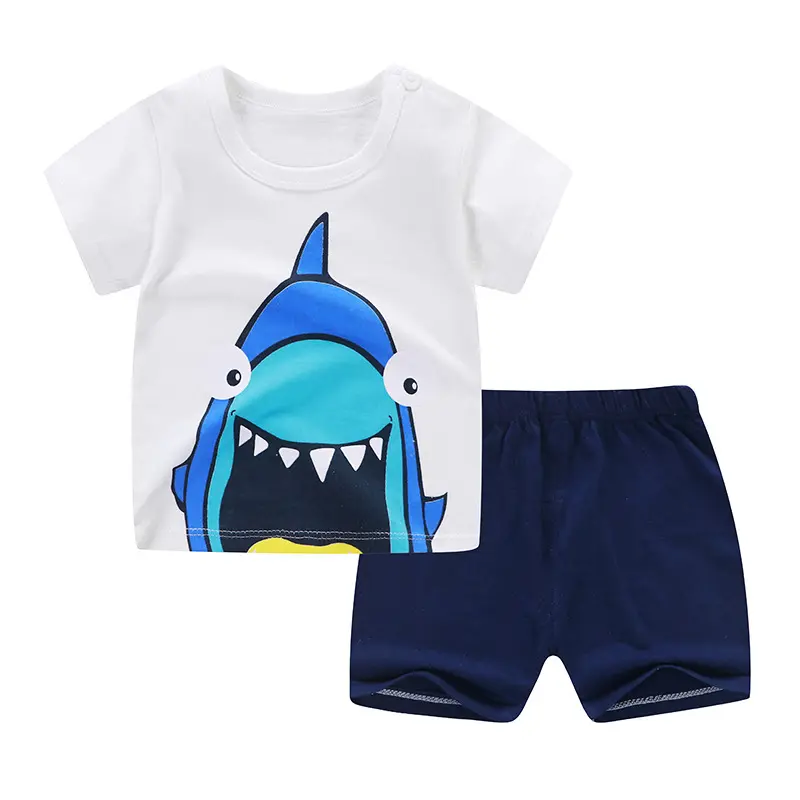New Wholesale Price Summer Kids Baby Short Sleeves Pants Suits Boys Clothes Sets Girls Clothing Set