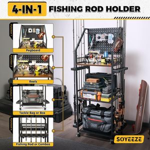 Custodie per canne Premium 12 in plastica per canna da pesca e riporre attrezzi con ganci e ruote per uso Garage - Product Image 5