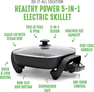 Olla Eléctrica de 7L con Tapa de Vidrio Templado Antiadherente, Multicocina Portátil para Uso Doméstico, para Preparar Ramen, Filetes, Arroz, Avena y Sopa - Product Image 3