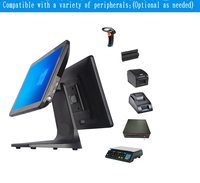 Terminal tout-en-un Android VPOS 15,6 pouces, design industriel sans ventilateur et anti-poussière, matériel de point de vente de bureau, écran client 10,1 pouces, F&B