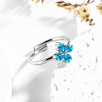 Bestseller Edelstahl-Blumenring für Damen Verstellbarer Zirkon-Kristallschmuck Anlauffreie Mode Großhandel OEM
