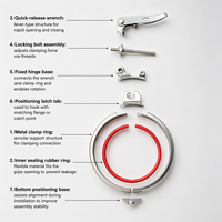 Collier de serrage rapide en acier inoxydable avec doublure intérieure en caoutchouc rouge, vis réglable, verrouillage robuste, étanchéité renforcée