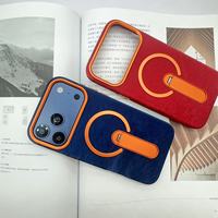 Étui de protection magnétique en cuir végétalien premium avec support pliable et protection d'objectif antichoc pour iPhone 17 Pro Max