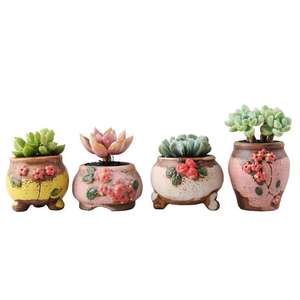 Maceta coreana creativa pintada <span class=keywords><strong>a</strong></span> <span class=keywords><strong>mano</strong></span> para plantas, maceta verde suculenta - Product Image 1
