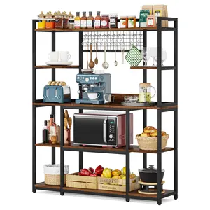 Tribesigns 55 "rộng 5 Tier Gỗ Nhà Bếp hutch Tủ lò vi sóng đứng lưu trữ nhà bếp Baker giá với 11 Hooks