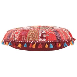 Coussin de sol en coton 100% biologique avec pompons, patchwork, pour la vente en gros - Product Image 2