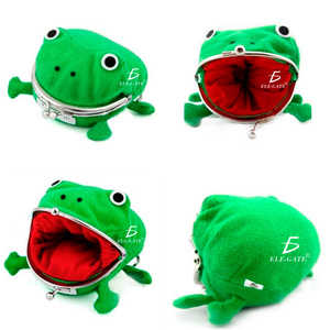 Frog Coin <b>Purse</b> <b>Green</b> Plush Portable Money Box With Storage Pocket - Product Image 3