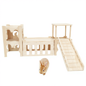 Château de lapin en <span class=keywords><strong>bois</strong></span> détachable, <span class=keywords><strong>maison</strong></span> de jeu en <span class=keywords><strong>bois</strong></span> massif à assembler pour cobaye, <span class=keywords><strong>chinchilla</strong></span>, lapin - Forme rectangulaire, toutes saisons - Product Image 1