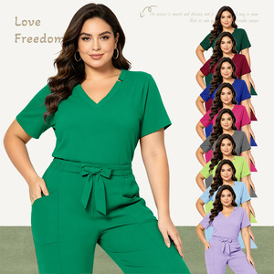 Women's Scrub Set V-Neck Short Sleeve Moisture Wicking Hospital Uniforms For Doctor Nurse Dentist Salon Use - Product Image 4