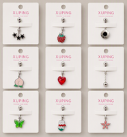 XUPING Cincin Pusar Trendy dari Baja Tahan Karat Desain Bintang/Stroberi/Hati/Kupu-kupu/Bunga/Buah Warna Putih untuk Wanita Pria
