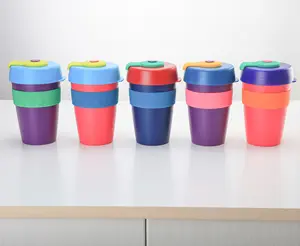Силиконовая портативная бутылка пять наборов кофейных чашек с крышками пластиковая бутылка для питьевой воды