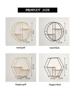 Decoraciones de pared de madera de hierro forjado de metal de estilo nórdico, estante colgante de pared para decoración del hogar y dormitorio - Product Image 6