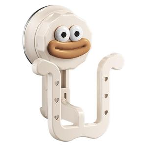 Family Prosperity - Soporte para zapatillas de baño, montaje por succión, almacenamiento en esquina de pared con ganchos de drenaje, duradero, color blanco roto y gris plomizo - Product Image 3