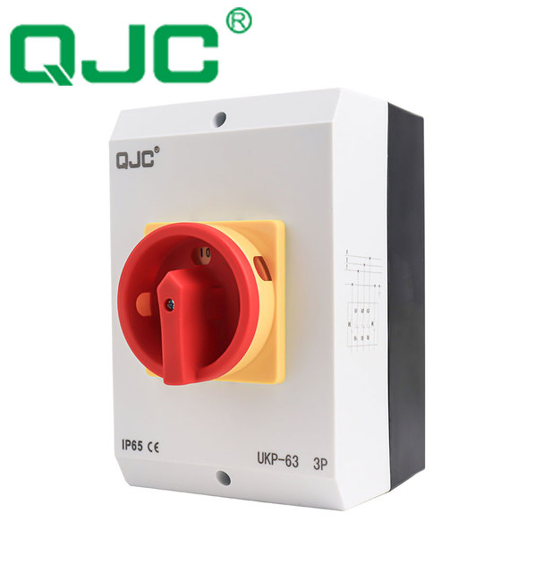 QJC UKP-63 3P 63A IP65 Waterproof Load Break Switch Outdoor Isolator Switch Rotary Disconnector  for PV Solar Pump Industrial